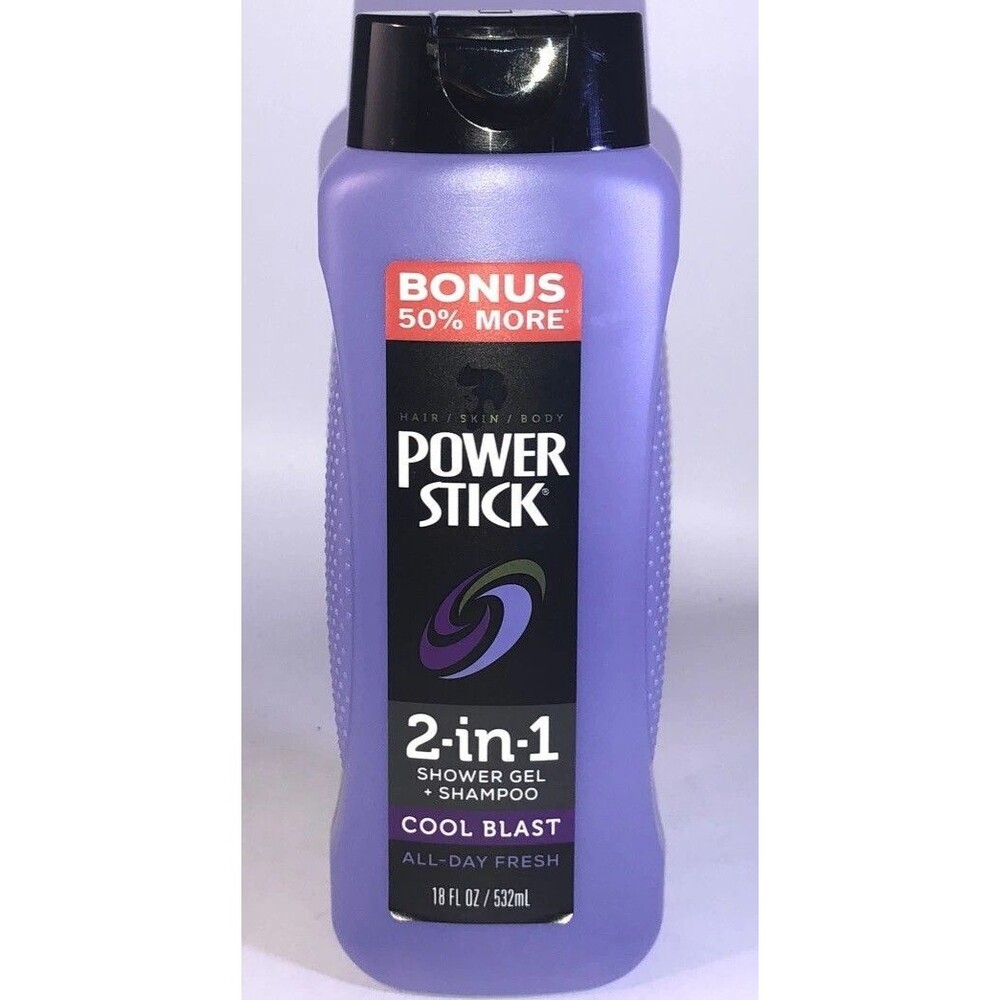 Power Stick 2 In 1 Shower Gel + Shampoo Cool Blast All Day Fresh 18OZ NEW